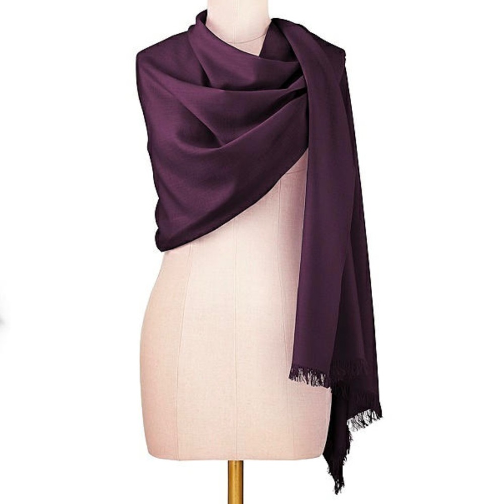 New - Aubergine / Purple - Merino Wool - Pashmina Scarf